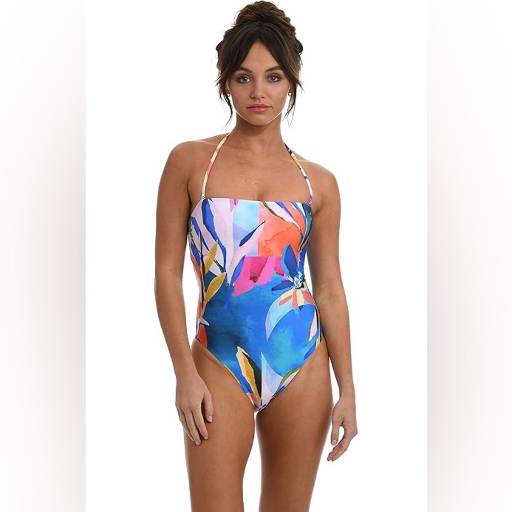Sunshine 79 Women’s Abstract colorful strapless one piece